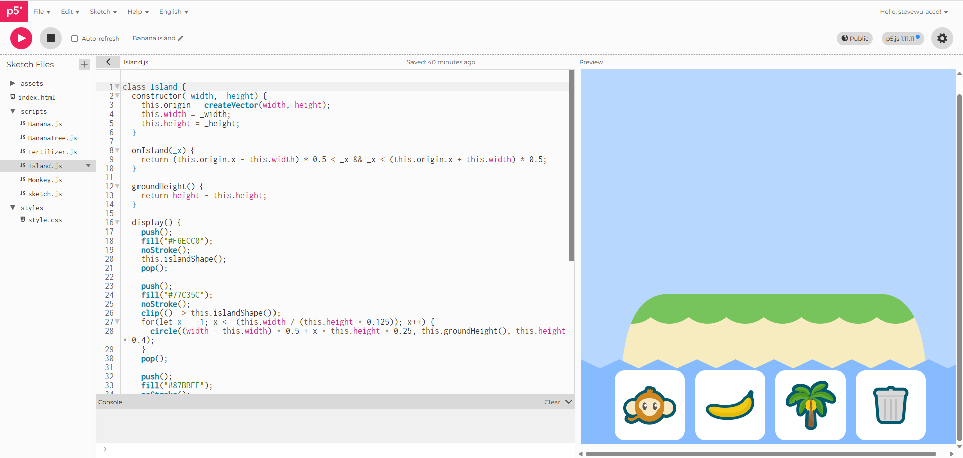 Island.js script